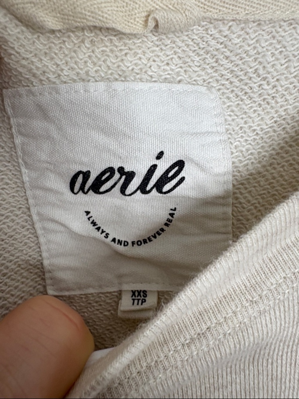Aerie Sweater Womens XXS Minimalist Cream Crewneck Sweatshirt Casual Lounge - Picture 3 of 6